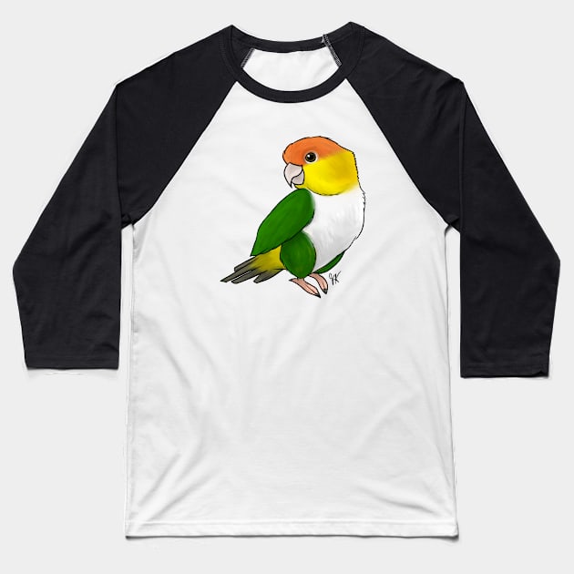 Bird - Caique - Green Thighed Baseball T-Shirt by Jen's Dogs Custom Gifts and Designs